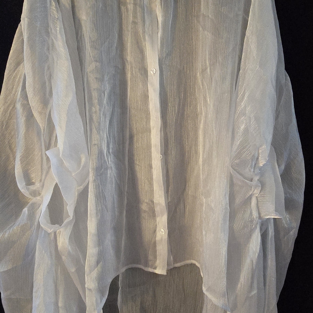 Ashley Stewart Sheer White Woman's Button Down Jacket